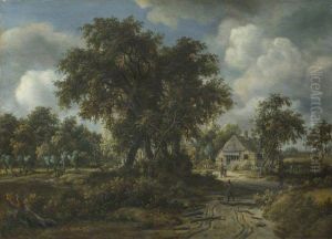A Woody Landscape by Meindert Hobbema