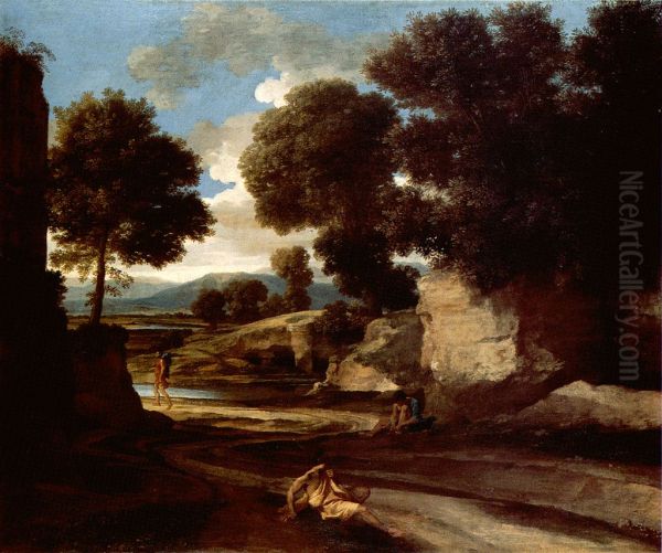 Paysage avec des voyageurs au repos - view 1