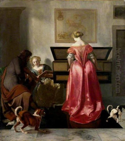 Two Women and a Man making Music - view 1