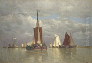Ships lying near Dordrecht by Paul Jean Clays
