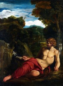 Saint John the Baptist seated in the Wilderness by Annibale Carracci