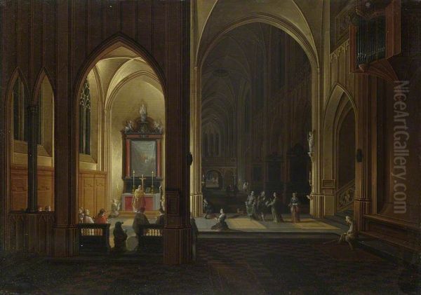 An Evening Service in a Church - view 1
