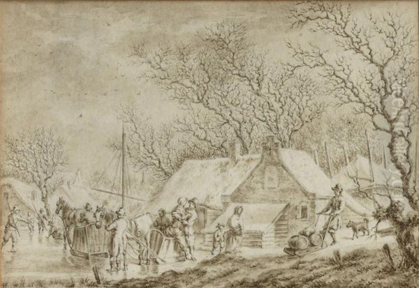 A Winter Landscape With Activity On The Ice - view 1