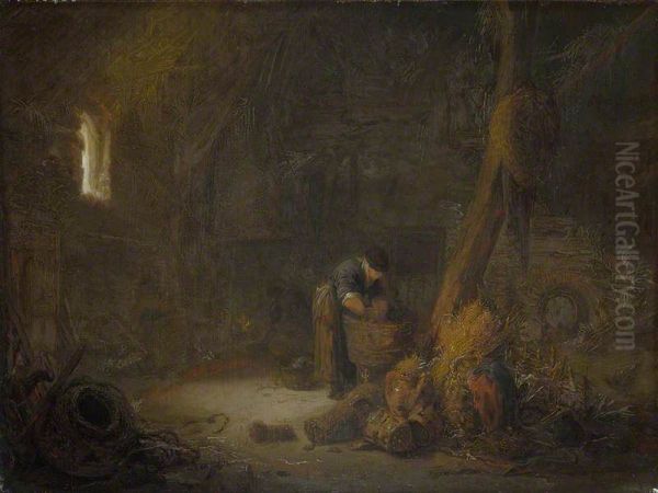 The Interior of a Barn with Two Peasants - view 1
