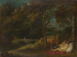 Nymphs surprised by Satyrs by Frans Wouters