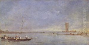 View of the Venetian Lagoon with the Tower of Malghera by Francesco Guardi