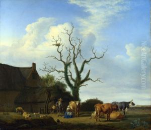 A Farm with a Dead Tree by Adriaen Van De Velde