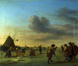 Golfers on the Ice near Haarlem by Adriaen Van De Velde