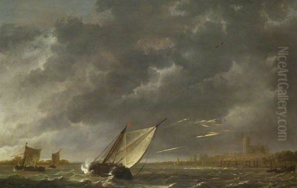The Maas at Dordrecht in a Storm - view 1