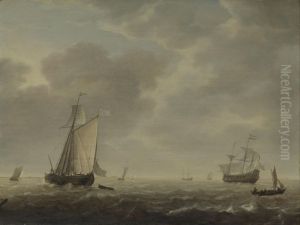 A Dutch Man-of-war and Various Vessels in a Breeze A Dutch Man-of-war and Various Vessels in a Breeze