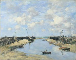 The Entrance to Trouville Harbour by Eugene Louis Boudin