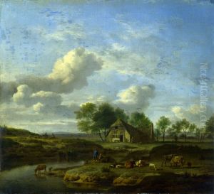 A Landscape with a Farm by a Stream