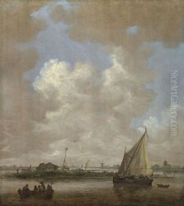 A River Scene, with a Hut on an Island by Jan van Goyen