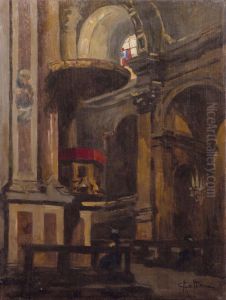 Interno Di Chiesa Lombarda by Achille Cattaneo