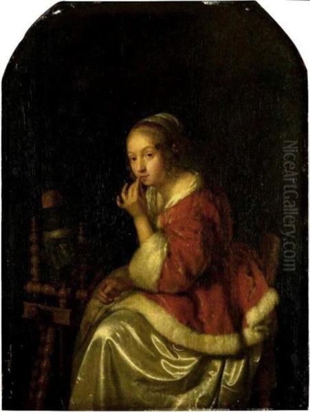 A Lady at a Spinning-wheel - view 1