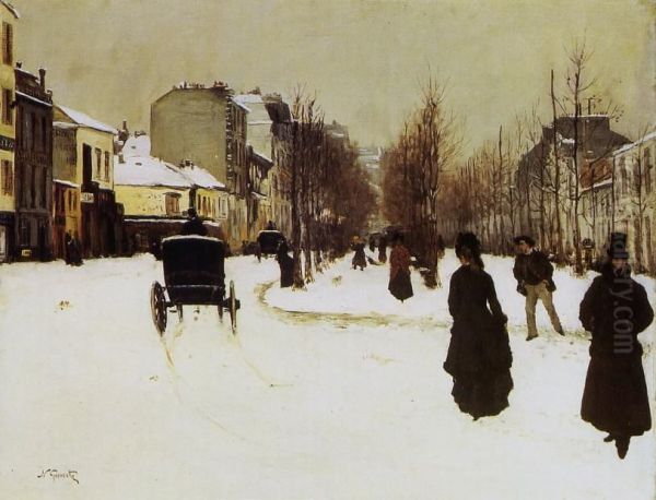 Le Boulevard de Clichy, par un temps de neige - view 1