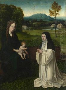 The Virgin and Child with a Cistercian (?) Nun by Joos Van Cleve