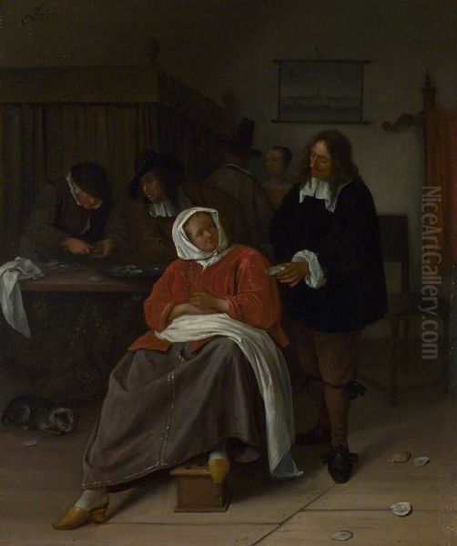 An Interior with a Man offering an Oyster to a Woman) - view 1