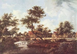 Dorf mit den Wassermuhlen by Meindert Hobbema