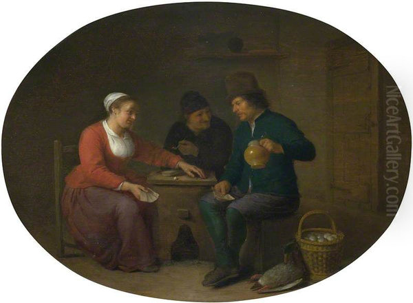 A Woman playing Cards with Two Peasants - view 1