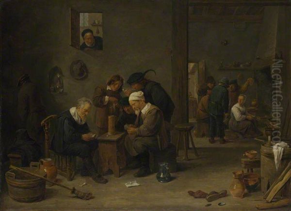 Two Men playing Cards in the Kitchen of an Inn - view 1