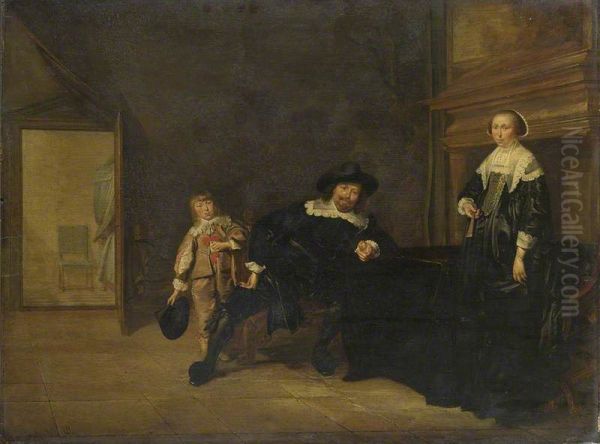 Portrait of a Man, a Woman and a Boy in a Room - view 1