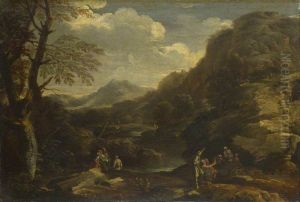 Mountainous Landscape with Figures by Salvator Rosa