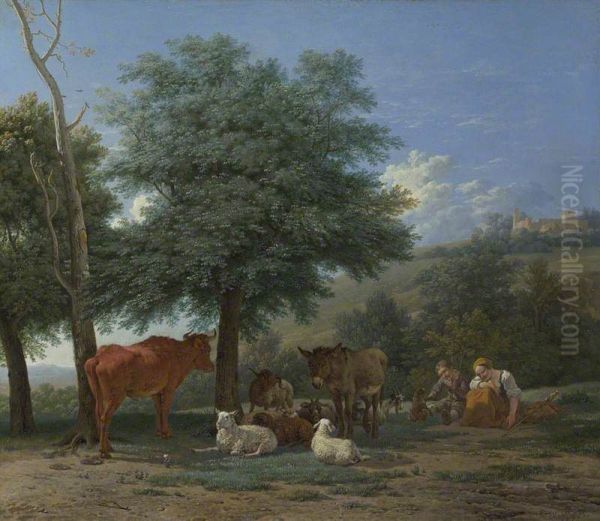 Farm Animals with a Boy and Herdswoman - view 1