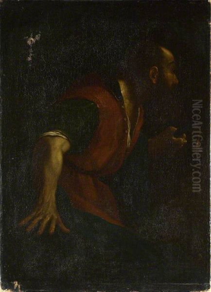 A Bearded Man holding a Lamp - view 1