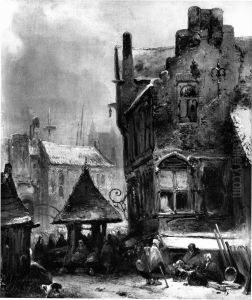 Stadsgezicht bij winter