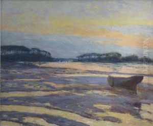 Crepuscule jaune sur les vasieres. Loctudy.