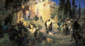 Christ and the woman taken in adultery (He that is without sin?)