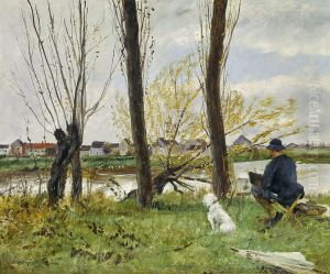 Artist Sketching on the Banks of the Oise by Norbert Goeneutte