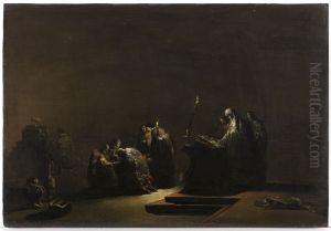 The circumcision of the Christ-child by the priest in the temple by Leonaert Bramer
