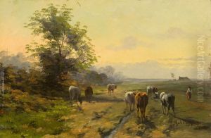 Vee op landweg, by Hendrik van de Sande Bakhuyzen