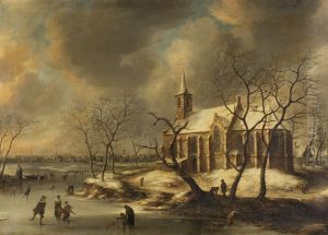 Kerk te Kudelstaart in de winter,