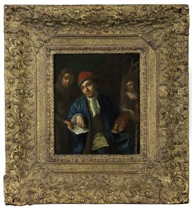 Portrait of de schilder Jan Abel Wassenbergh, echtgenoot van Johanna van Oyen, vader van de schilderes, een portret van zijn dochter schilderend (?) Portrait of de schilder Jan Abel Wassenbergh, echtgenoot van Johanna van Oyen, vader van de schilderes, een portret van zijn dochter schilderend (?)