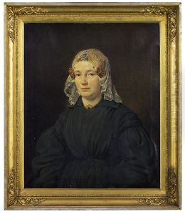 Vrouw in Groninger kostuum,