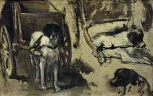 Studie van een trekhond, by Jozef Israels