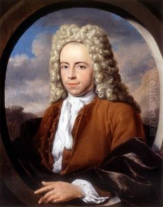 Portrait of Jan van Delden (?-1770), echtgenoot van Sophia de Boser (?-1758), zoon van Izak van Delden en Sara de Boser by Jan Abel Wassenbergh I