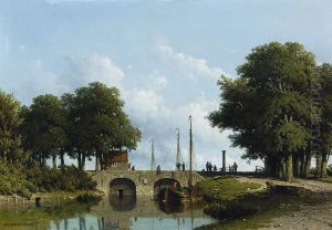 Landschap met sluis, De sluizen van de Nederwaard bij Elshout,