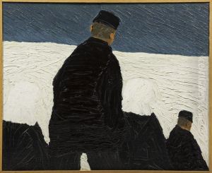 Kerkgang in de sneeuw (S-13) by Hendrik Nicolaas Werkman