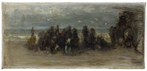 Mensen aan het strand, by Jozef Israels