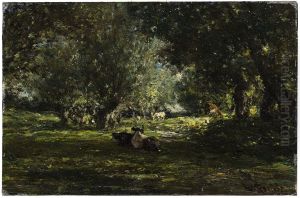 Boslandschap by Willem Roelofs