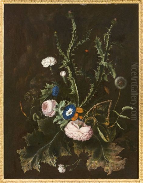 Still life with flowering thistles - view 1