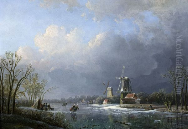 Wintergezicht met molen, - view 1