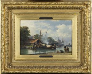 Shipyard in Enkhuizen, with in the distance Dommedaris gate
