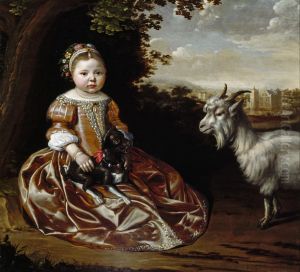 Portrait of a girl, probably Beerta Elisabeth Gockinga (1654-1711) by Jan de Stomme