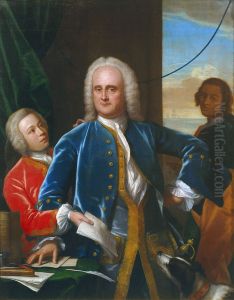 Jan Albert Sichterman met zijn zoons Jan Albert en Gerrit Jan,