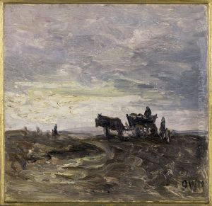 Landschap met boerenkar, by Hendrik Willem Mesdag